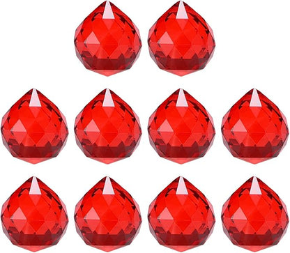 M METERXITY 10-Pack Crystal Ball Prisms, 24mm/0.94 Inch Chandelier Pendant Maker Hanging Crystals Chandelier Prisms for Home/Windows/Garden/DIY Decoration[Bright Red]