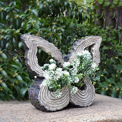 Garden Statues Outdoor Decor Balcony Figurine Outdoor Statues Garden Butterfly Flower Stand Statue, Garden Animal Flowerpot Sculpture, Outdoor Farm Lawn Decorations(B)