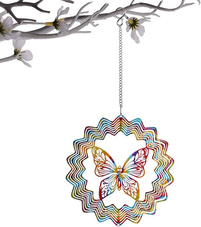 LONGSHENG Butterfly Wind Spinner- 3D Indoor Outdoor Garden Decoration Crafts Ornaments Hand Painted Stainless 6 inch