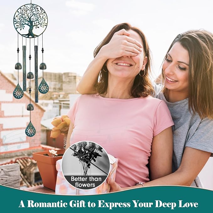 Wind Chimes for Outside Tree of Life Wind Chimes Windchimes Outdoors Tree of Life Wind Chimes for Outside Gifts for Mom, Grandma, Daughter, Decoration for Home, Garden, Patio, Backyard
