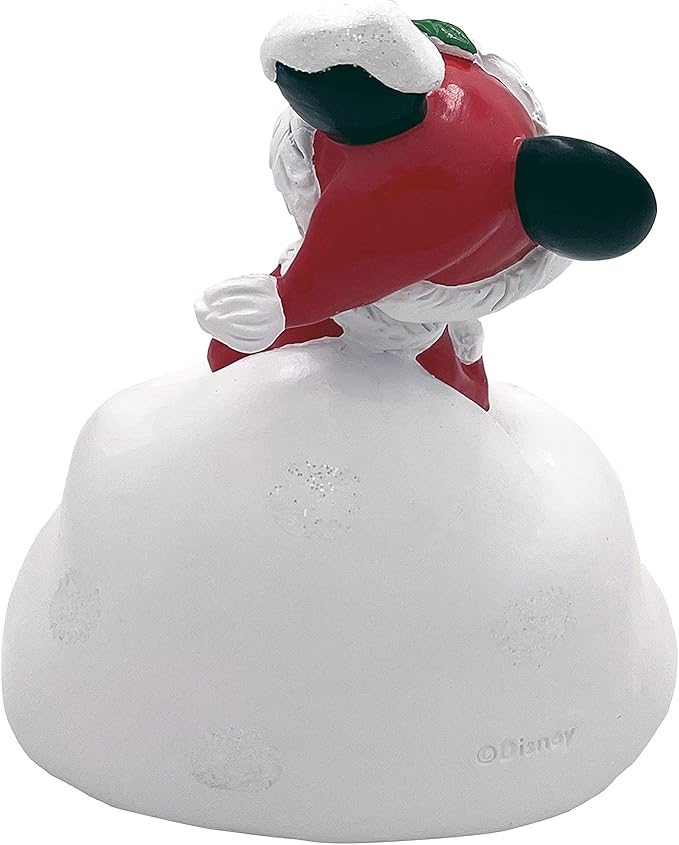 Disney Mickey Mouse Winter Wishes Glittery Snow Scene Christmas Outdoor Garden Statue, 5 inches Tall, Officially Licensed Disney Product