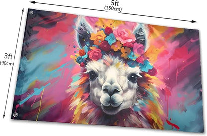 Cute Llama Flag 3x5 Ft Outdoor Indoor With Grommet Garden Yard Banner Decorative Sign
