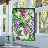 VEWOGARDEN Hummingbird Stained Glass Window Hangings 10" W x 15" H Bird Suncatcher Panel with Chain Windows Hanging Decor Ornament Gift