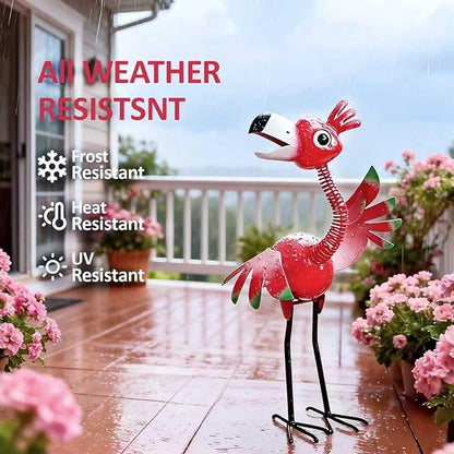 Natelf Metal Flamingo Garden Statue, Whimsical Pink Bird Flamingo Sculpture Decor Yard Art for Outdoor Yard Porch Patio Backyard Porch Decorations 21.46''