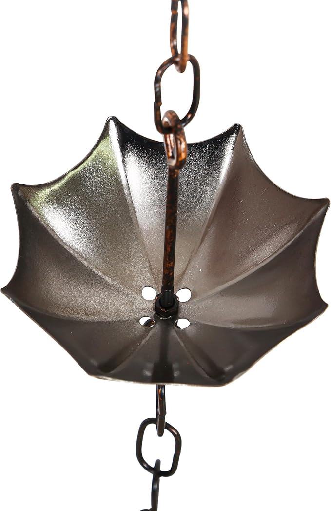 Topadorn 6 FT Metal Rain Chain with 8 Cups, Functional and Decorative Replacement for Gutter Downspouts, Umbrella & Bell Rain Chain for Home, Garden, and Outdoor Use