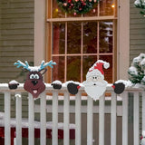 HUYIENO 2pcs Christmas Metal Fence Peeker Decoration Santa & Reindeer Fence Yard Sign Cute Outdoor Christmas Decor for Yards, Patios, Lawn, Pathway, Parking Holiday Decor Art Ornament