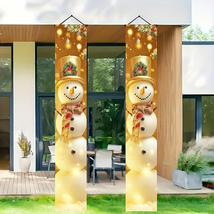 BlissYard Large Christmas Porch Banner Winter Snowman Banner 12x71 Inch Door Banners Decoration Winter Holiday Welcome Sign Front Door Porch Indoor Outdoor Festive Home Decor Hanging Vertical Flag