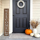 Summer Welcome Sign for Front Door, 47'' Brown Wooden Porch Sign Large Warm Greeting Door Sign Farmhouse Vertical Porch Sign Rustic Standing Welcome Yard Signs for Patio Outdoor Indoor Garden