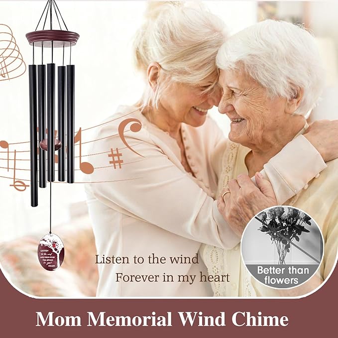 Cardinal Memorial Wind Chimes for Loss of Loved One, 33.5" Red Cardinal Sympathy Wind Chimes Outdoor Deep Tone, Tree of Life Remembrance Gift for Loss of Mom Dad, Funeral Gift