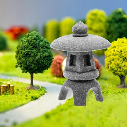 Japanese Style Stone Lantern Pagoda Garden Statue Miniature Landscape Ornament for Bonsai and Aquarium Decor, Small Snow-Inspired Round Lantern Micro Garden Sculpture