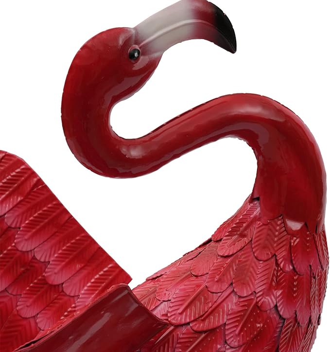 Outdoor Flamingo Garden Statues Set of 1/2/3, Metal Lawn Art Decorations with Rustproof Iron, Lifelike Tropical Bird Sculpture for Yard Patio Terrace Wedding Birthday Gift
