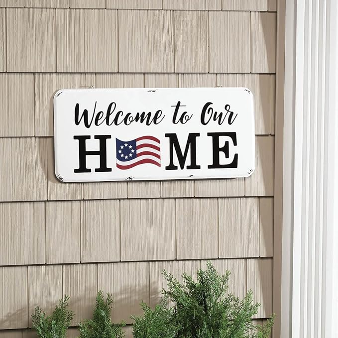 Welcome Magnetic Seasonal Stake, Includes 12 Magnets, Durable Metal - Measures 23 1/2" Wide x 10 1/2" High, by Fox River Creations