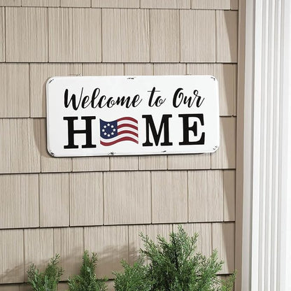 Welcome Magnetic Seasonal Stake, Includes 12 Magnets, Durable Metal - Measures 23 1/2" Wide x 10 1/2" High, by Fox River Creations