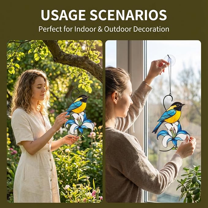 Hummingbird Gifts for Women, Hummingbird Sun Catcher for Window Hanging, Mothers Day for Mom Grandma Bird Lovers, Spring Suncatcher Garden Decor for Indoor Outdoor Windows (7)