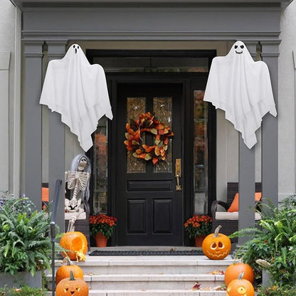 Hanging Ghosts Outdoor Decorations, 4 Pack 28" Cute Flying Ghosts - Halloween Decor for Home, Tree, Porch, Patio, Lawn, Garden, Party & Holiday