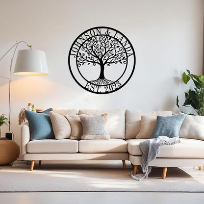 efcustomgifts Metal Family Name Sign, Custom Tree of Life Family Name Sign, Housewarming Gift, Personalized Tree Of Life, Tree with Roots Metal Name Sig
