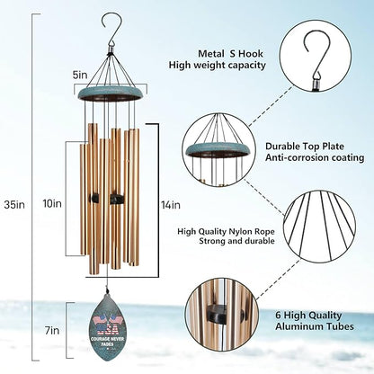 Personalized Wind Chimes Memorial Gifts for US Veteran, Custom Wind Chimes Memory Gifts for Military, Sympathy Windchime for Soldiers in Navy, Air Force, Army(Produced in USA)