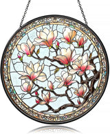 Stained Glass Window Hanging - Flowers Suncatcher - Vibrant Sun Catchers Indoor Hanging Decor, Flower Gifts for Women & Plant Lovers, Housewarming, Friendship， Birthday or New Home Celebration