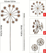 Rusty Metal Wild Flowers Garden Stakes 11.82 x 8.47 inches, Decorative Flowers Yard Stake Metal Art for Outdoor Garden Lawn Decor(Flower-B)