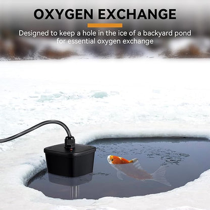 Saillong Pond Heater, Floating Deicer Heater for Outdoor Ponds, Koi Fish Warmer with Temperature Control and Power Indicator(250W, for Ponds up to 100 gal)