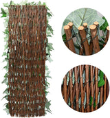 Expandable Fence Privacy Screen for Balcony Patio Outdoor,Decorative Faux Ivy Fencing Panel,Artificial Hedges (Single Sided Leaves)