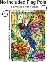 Spring Summer Garden Flag 12x18 Inch Colorful Hummingbird Stained Glass Floral Art Design Outdoor Yard Porch Lawn Garden for Seasonal Farmhouse Boho Home Decor