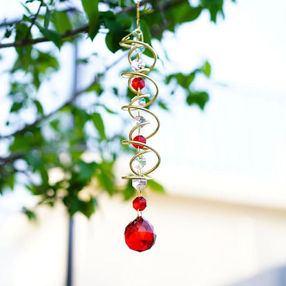 H&D HYALINE & DORA 20.5in Crystal Suncatcher Gazing Ball Spiral Tail,Wind Spinner Sun Catcher with Octagonal Beads,Sun Catchers Window Hanging for Outdoor Garden Decor