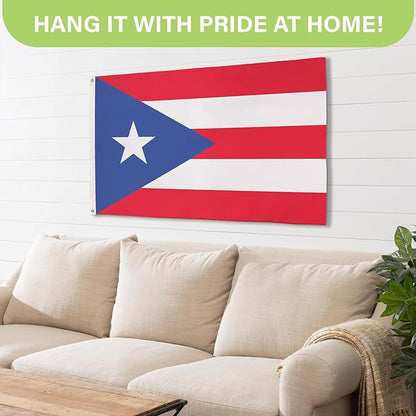 Evergreen Puerto Rico Flag 3x5 flag Outdoor Double Sided, PR Light Blue Pureto Rico Flags for Outside with Grommets, 3-Ply Banners for Garden Patio, Indoor Flag for Wall Decor, Works with Standard Estate Flag Poles