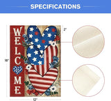 AVOIN colorlife Patriotic 4th of July Welcome Garden Flag 12x18 Inch Double Sided, Memorial Day Independence Day American Stars and Stripes Love Heart Yard Outdoor Decoration
