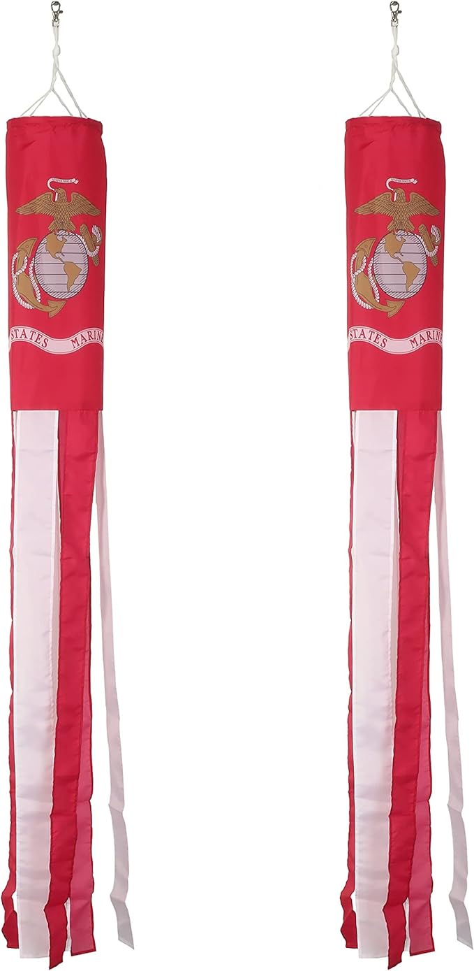 2 Pack Marine Corps WindSock Flag,WindSock Stripes Wind Socks For Yard And Garden Flag,Front Porch Hanging Waterproof Suitable For Every Season,60Inch.