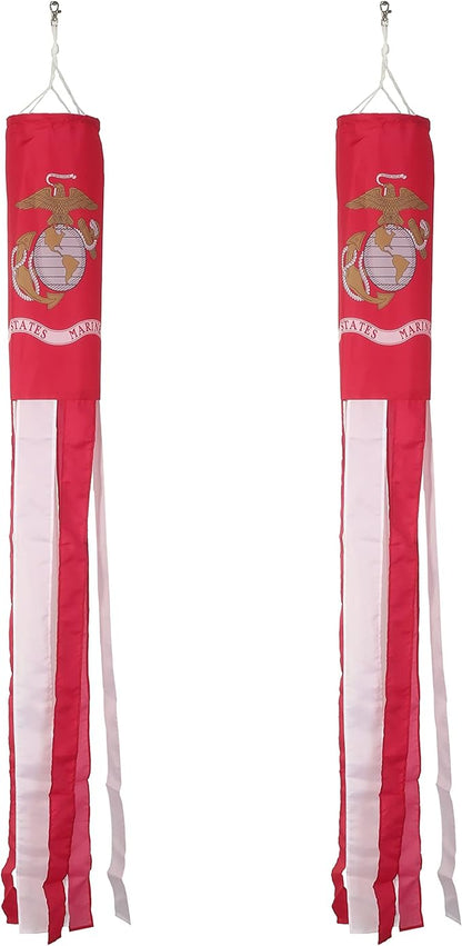 2 Pack Marine Corps WindSock Flag,WindSock Stripes Wind Socks For Yard And Garden Flag,Front Porch Hanging Waterproof Suitable For Every Season,60Inch.