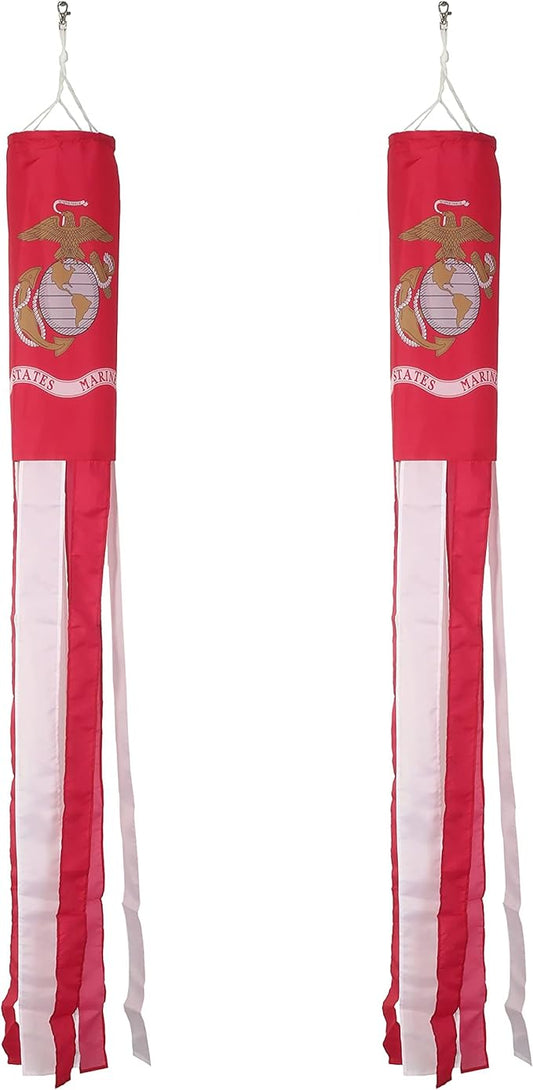 2 Pack Marine Corps WindSock Flag,WindSock Stripes Wind Socks For Yard And Garden Flag,Front Porch Hanging Waterproof Suitable For Every Season,60Inch.