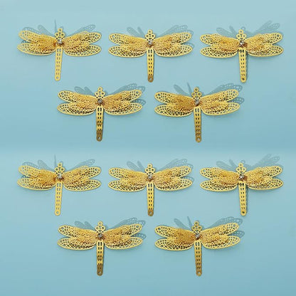 10pcs Gold Dragonfly Suncatcher Hanging Window Pendant DIY Metal Part Ornament Gifts