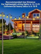 String Light Poles, 4 Pack 10ft Outdoor String Light Poles for Outside and Deck - Ideal for Patio, Garden, Yard, Front Porch Decorations, Frosted Silver