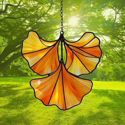 Ginkgo Leaves Acrylic Suncatcher Stained Glass Effect Window Car Hanging Christmas Ornament Indoor Outdoor Decor Garden Sun Catcher Panel for Acrylic Suncatcher Lover for Women Mom Grandma