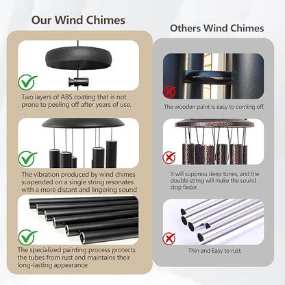 66" Large Wind Chimes for Outside - 6 Thicken Tubes Deep Tone Wind Chimes for Outdoor, Gifts for Memorial, Women, Mom, Grandma, Sympathy, Big Windchimes for Garden and Patio (Black)