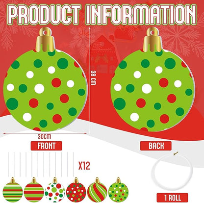Vercraft 6 Pieces Large Christmas Balls Yard Signs with Stakes 15 Inch Outdoor Lawn Decorations Double Sided Xmas Balls Hanging Ornaments for Christmas Tree Garden Home Yard Decor