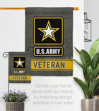 US Army Veteran House Flag - 2 pcs Pack Armed Forces Rangers United State American Military Retire Official - Decoration Banner Small Garden Yard Gift Double-Sided Made in USA 28 X 40