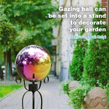 VCUTEKA Gazing Ball, 10" Stainless Steel Mirror Ball Reflective Garden Sphere, Gazing Globe for Home Garden Patio Lawn Outdoor and Indoor Decorative, 1PSC Rainbow