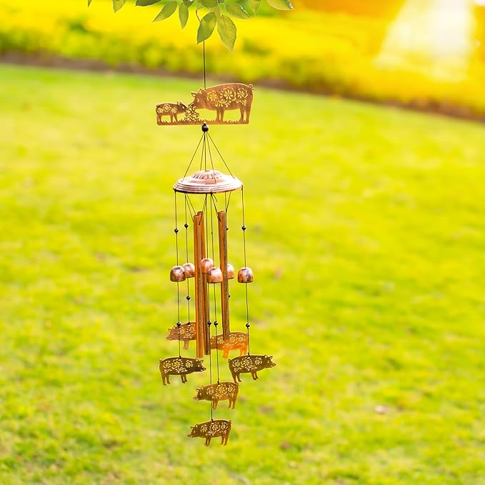 Pig Wind Chimes for Outside,Pig Gifts for Women Men/Memorial Gifts/House Warming/Birthday Metal windchimes Outdoors/Indoors,Garden,Patio Decor,Home,Porch,Yard Decorations