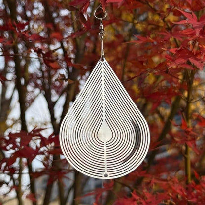3D Water Drop Wind Spinner, Stainless Steel Highly Reflective 360° Rotating, Humane Bird Repeller, Outdoor Garden Patio Yard Decor, 17cm×25cm Silver Metal Wind Sculpture