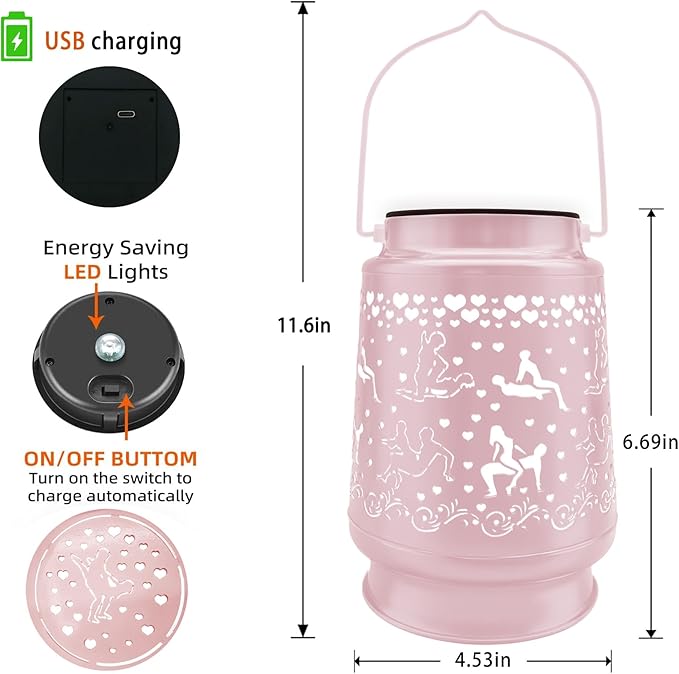 Valentine's Day Gifts for Him Her Anniversary Couple Gift Rechargeable Lantern Lamp Night Light Gag Gifts for Women Men Girlfriend Boyfriend Husband Wife for Birthday Wedding Funny Present