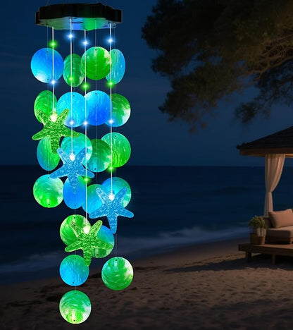 Mom Grandma Nana Gifts for Mothers Day Wind Chimes for Outside Garden, Birthday Gifts for Mom Grandma Handcrafted Capiz Shell Solar Wind Chimes Outdoor Memorial & Sympathy Gifts for Home Yard Decor
