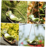 Lovely Hanging Frogs Ornament Resin Courtyard Frogs Figure with Swing Weather-Resistant Garden Statues Decor for Outdoor Patio Home Office Gift for Friends and Family