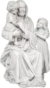 Design Toscano He Loves the Little Children Indoor/Outdoor Holy Religious Garden Statue, 28 Inches High, Cast Stone Resin, Antique Stone Finish