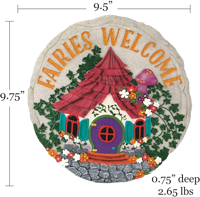 Spoontiques - Garden Décor - Fairies Welcome Stepping Stone - Decorative Stone for Garden