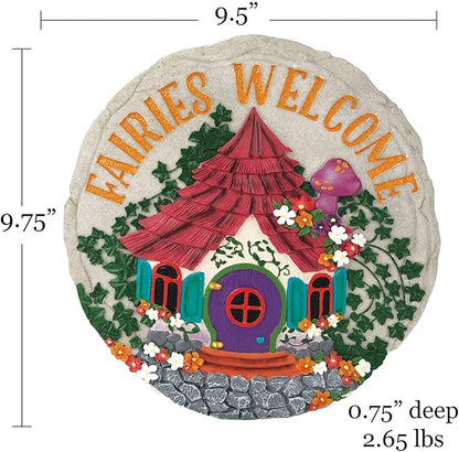 Spoontiques - Garden Décor - Fairies Welcome Stepping Stone - Decorative Stone for Garden