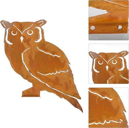 HANABASS 1pc Garden Owl Iron Stake Decor Charming Outdoor Decoration for Lawn Patio Easy to Install Garden Ornament Beautiful Rusty Metal Owl Design for Ambiance