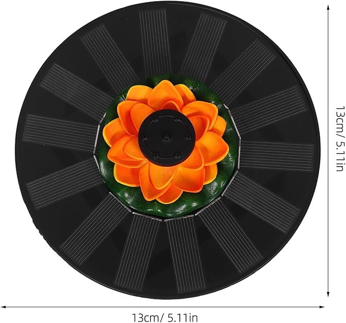 Solar Powered Lotus Floating Fountain 16cm with Water Lily for Garden Pond Bird Bath Outdoor Solar Fountain Pool Décor