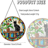 Cat Sun Catcher Stained Glass Window Hanging 6'', Book Lover Gifts for Women Book Wall Decor Handmade Sun Catcher Black Cat Sitting On Bookshelf Decoration for Home Room Housewarming Gifts